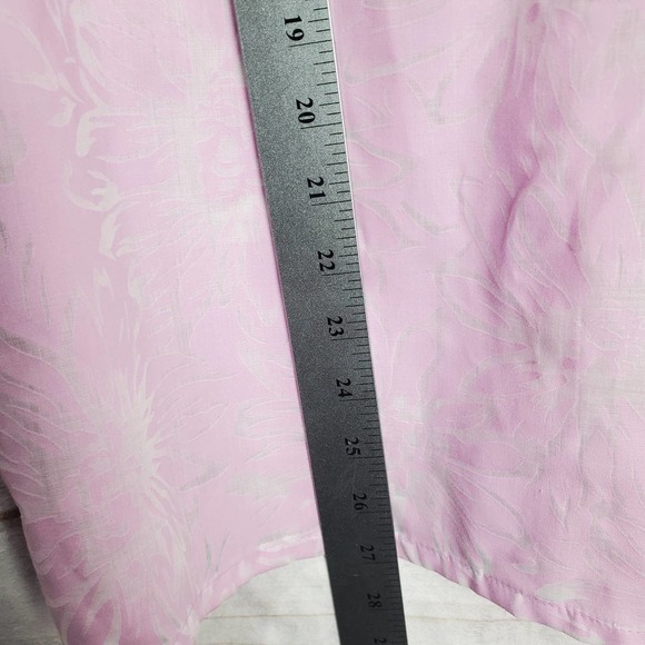 Vintage Blouse Womens Size 12 Floral Pink Button Up Sheer 3/4 Sleeve Casual - Picture 9 of 11